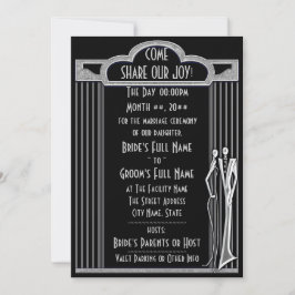 Tuxedo - Art Deco - Schwarz und Silber - Hochzeit Einladung