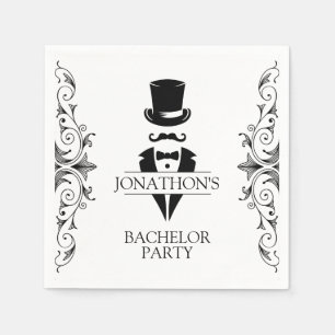 Tuxedo Bachelor Party Cocktail Serviette