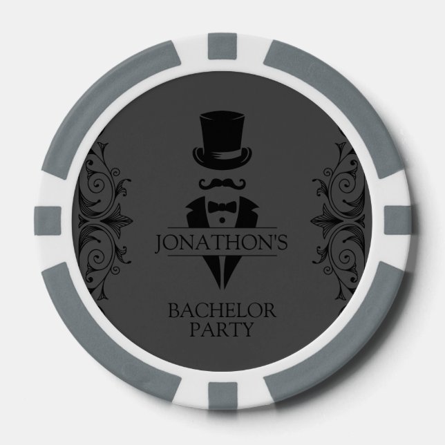 Tuxedo Bachelor Party Gray Pokerchips (Vorderseite)
