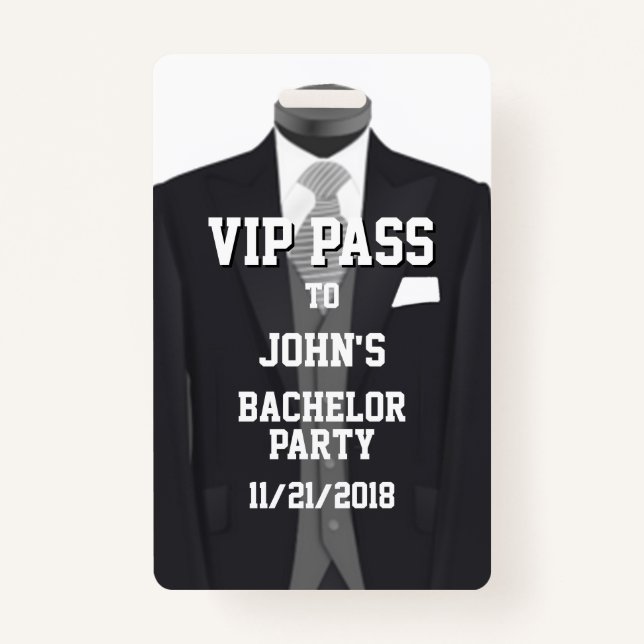 Tuxedo Bachelor Party VIP Abzeichen Ausweis (Vorderseite)