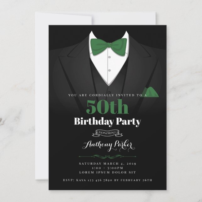 Tuxedo Birthday Einladung (Vorderseite)