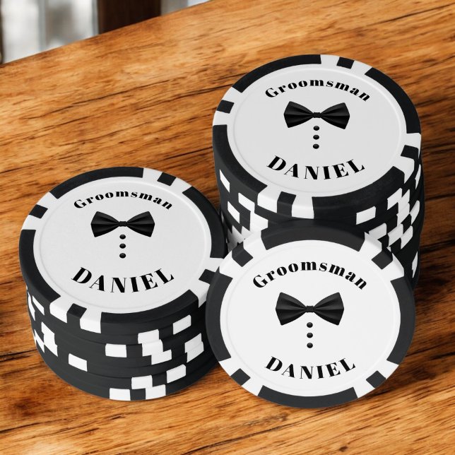 Tuxedo Black Bow Krawatte Trauzeuge Wedding Pokerchips (Von Creator hochgeladen)