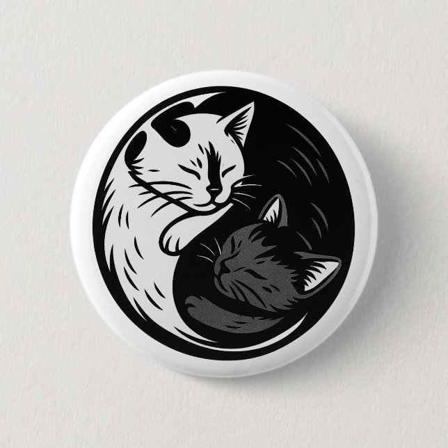 Tuxedo / Black Cat Yin Yang Button by Phil Elmore (Vorderseite)