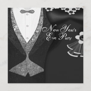 Tuxedo Black Dress Black Krawatte Silvester Party Einladung