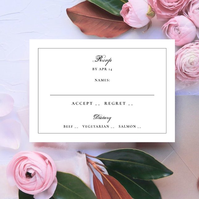 Tuxedo Black Gerahmt Elegant Monogram Wedding RSVP Karte (Von Creator hochgeladen)