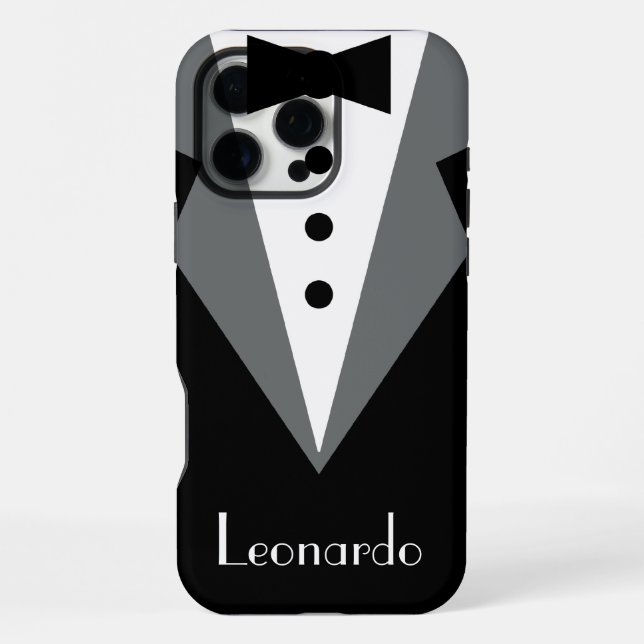 Tuxedo Black Krawatte Personalisiert iPhone Hülle (Rückseite)
