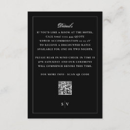 Tuxedo Black Monogram QR CODE Elegante Wedding Begleitkarte