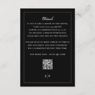 Tuxedo Black Monogram QR CODE Elegante Wedding Begleitkarte
