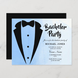 Tuxedo Blue Bow Krawatte Bachelor Party Einladung
