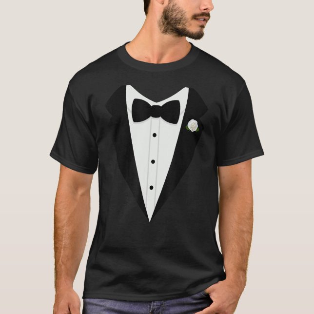 Tuxedo Bow Krawatte Gentlemens Anzug T-Shirt (Vorderseite)