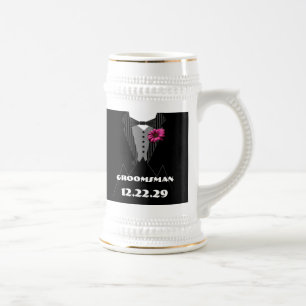 Tuxedo Bow Krawatte Gerber Daisy Trauzeuge Stein Bierglas