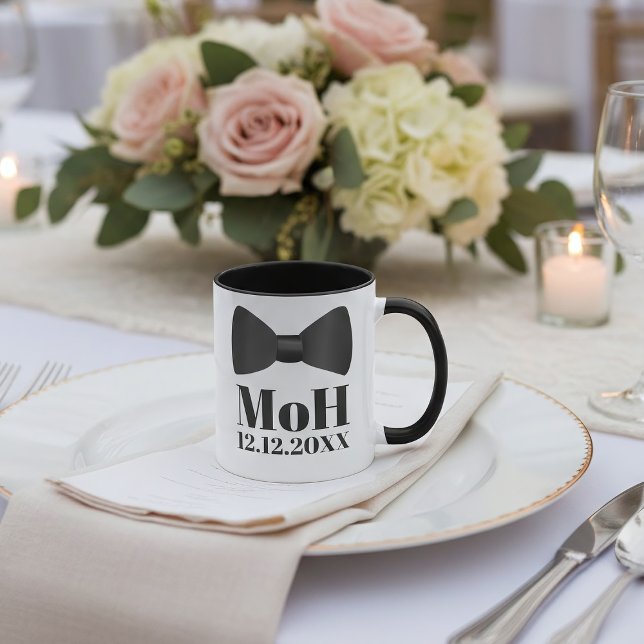 Tuxedo Bow Krawatte Mann oder Trauzeugin Tasse (A bow tie coffee mug for you Man of Honor, Maid of Honor or any member of your bridal party)
