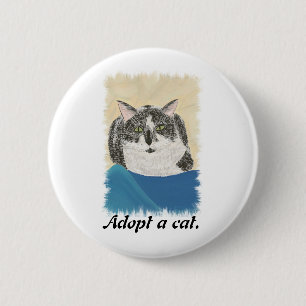 Tuxedo Cat Adoptiere eine Cat Werbeaktion Buttone Button