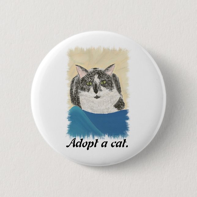 Tuxedo Cat Adoptiere eine Cat Werbeaktion Buttone Button (Vorderseite)