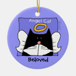 Tuxedo Cat Angel Personalize Keramikornament