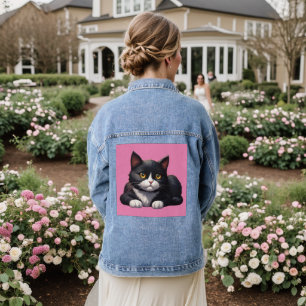 TUXEDO CAT ART DENIM JACKET JEANSJACKE