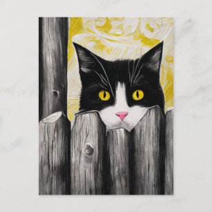 TUXEDO CAT ART PEED NIEDLICHE Postkarte