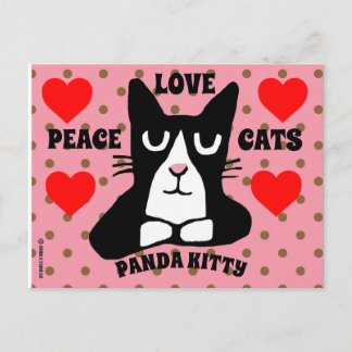 TUXEDO CAT ART POSTCARDS, PANDA KITTY CAT POSTCARD POSTKARTE