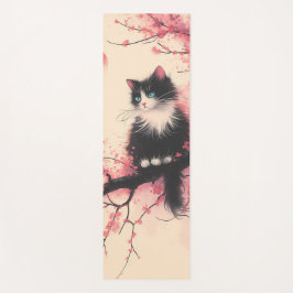 Tuxedo Cat auf Cherry Blossom Japanisch Ästhetik Yogamatte