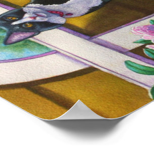 Tuxedo Cat auf Ladder Poster