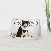 Tuxedo Cat Birthday Matt Spaß Card