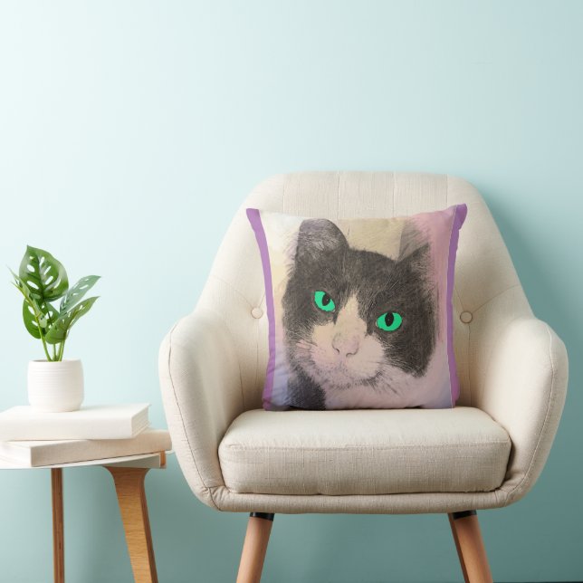 TUXEDO CAT BLAUE AUGEN DURCH PILLOWS KISSEN (Stuhl )