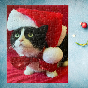 Tuxedo Cat Christmas Puzzle