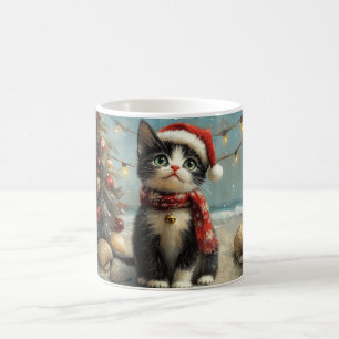 Tuxedo Cat Christmas Vintag Beach Kaffeetasse