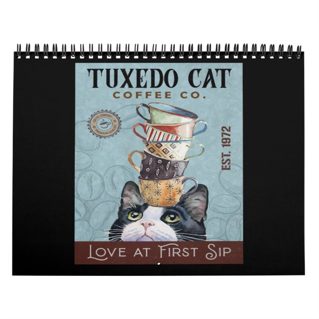 Tuxedo Cat Coffee Co. Love At First Sip Funny Cat Kalender (Titelbild)