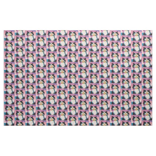 Tuxedo Cat Colorful Stoff (Yard (91,4 cm))