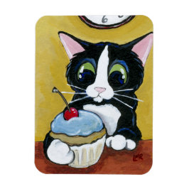 Tuxedo Cat & Cupcake Art Premium Magnet