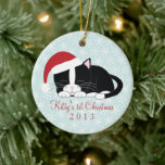 Tuxedo Cat Custom Christmas Ornaments Keramik Ornament<br><div class="desc">Adorable Urlaubsornamente können mit dem Foto und dem Namen Ihrer Katze personalisiert werden.</div>