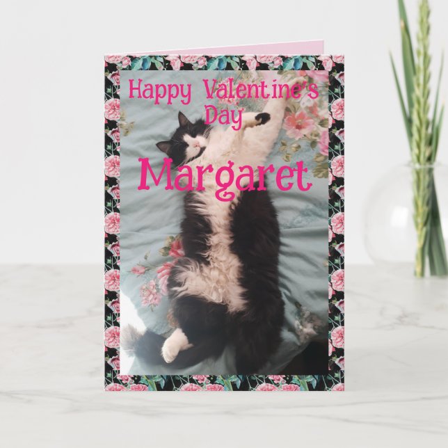 Tuxedo Cat Cute Funny Valentines Day Happy Dance Karte (Vorderseite)
