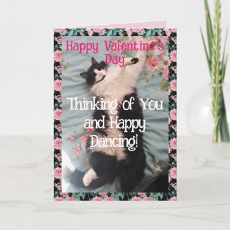 Tuxedo Cat Cute Funny Valentines Day Happy Dance Karte