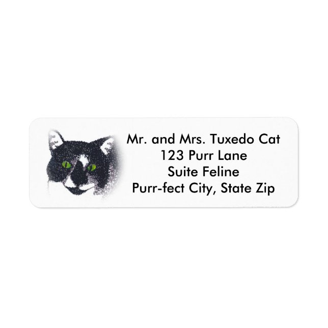 Tuxedo Cat Face Pointillism Address Labels (Vorne)