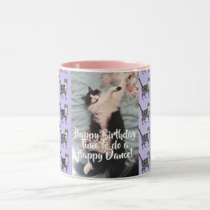 Tuxedo Cat Funny Happy Dance Geburtstag Tasse Tabb