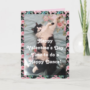 Tuxedo Cat Funny Happy Valentine's Day Dance Card Karte