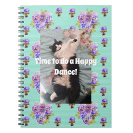 Tuxedo Cat Funny Niedlich Floral Aqua Happy Notebo Notizblock