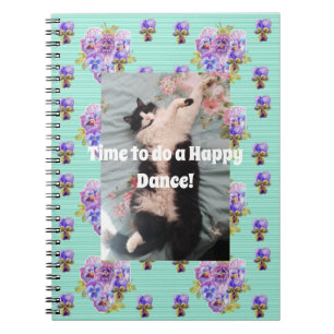Tuxedo Cat Funny Niedlich Floral Aqua Happy Notebo Notizblock