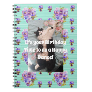 Tuxedo Cat Funny Niedlich Floral Aqua Strip Notebo Notizblock