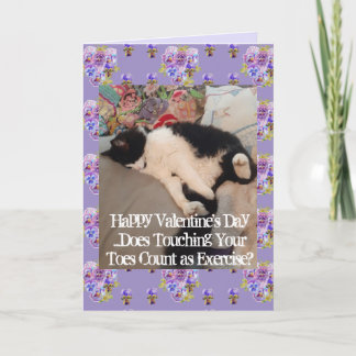 Tuxedo Cat Funny Touching Toes Valentines Day Karte