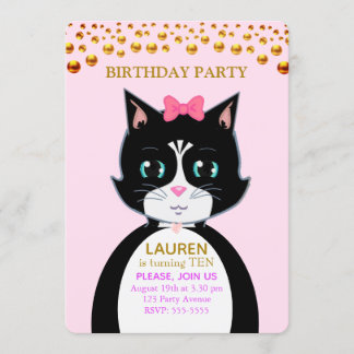Tuxedo Cat Geburtstagsparty Einladung