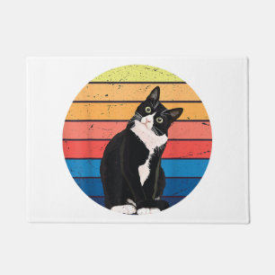 Tuxedo Cat Geschenk Retro Farben für Tierfreunde Fußmatte