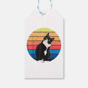 Tuxedo Cat Geschenk Retro Farben für Tierfreunde Geschenkanhänger