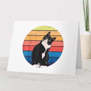 Tuxedo Cat Geschenk Retro Farben für Tierfreunde Karte