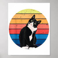 Tuxedo Cat Geschenk Retro Farben für Tierfreunde