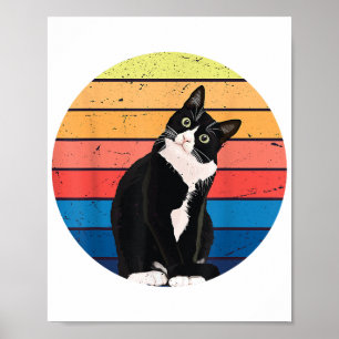 Tuxedo Cat Geschenk Retro Farben für Tierfreunde Poster