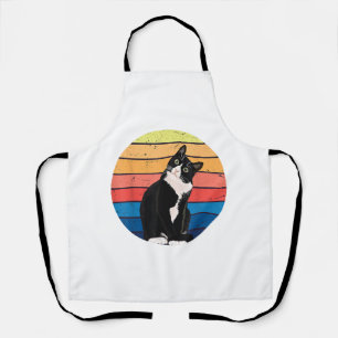 Tuxedo Cat Geschenk Retro Farben für Tierfreunde Schürze