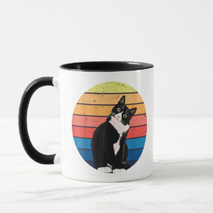 Tuxedo Cat Geschenk Retro Farben für Tierfreunde Tasse