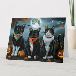 Tuxedo Cat Halloween Spooky Karte